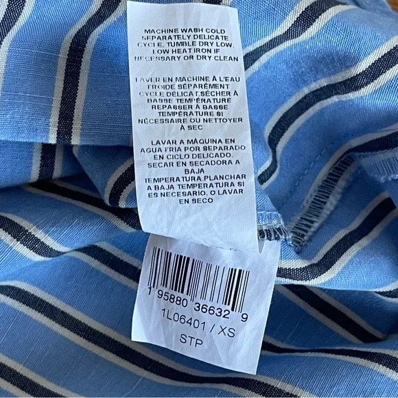 Karen Kane Striped Shirtdress Tencel Linen Roll-Tab Sleeve Blue Size XS - Picture 12 of 16